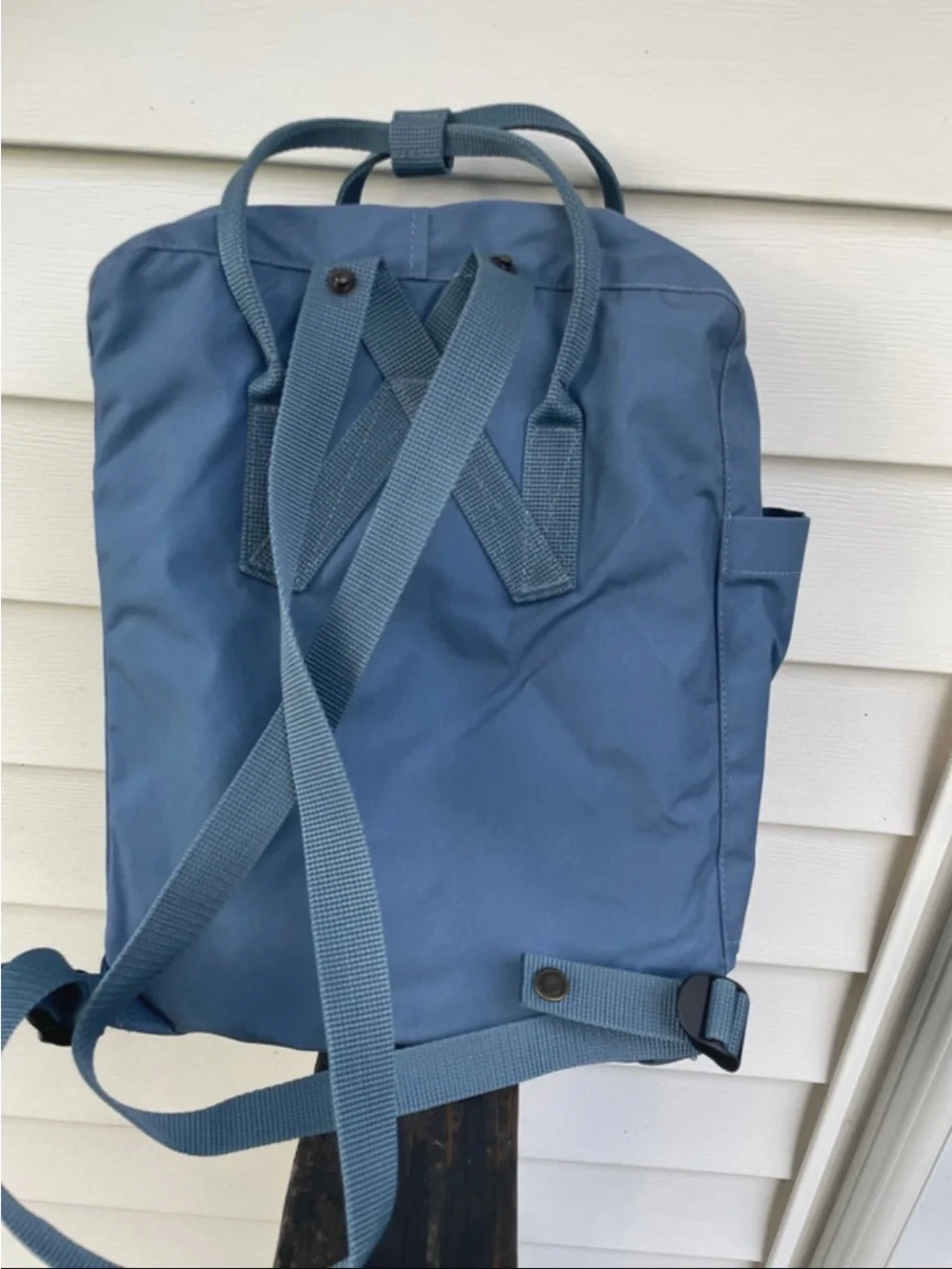 Fjallraven Kanken Backpack in Slate Blue with Red Logo